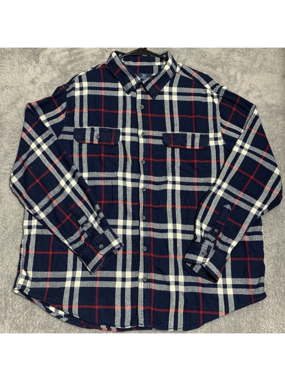 George Men's 3XL Blue Plaid Soft Flannel Long Sleeve Shirt Cotton Button Down